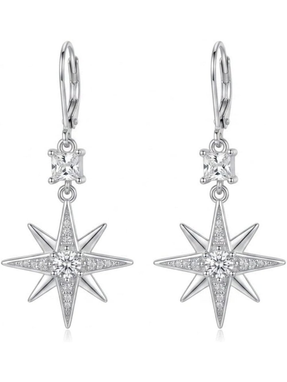 Sterling Silver Star Drop Earrings for Women | Dangle Jewelry Gift Idea